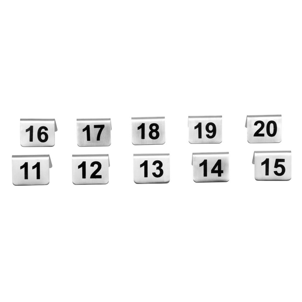 Lot de numéros de table en acier inoxydable Olympia 11-20 (Lot de 10)