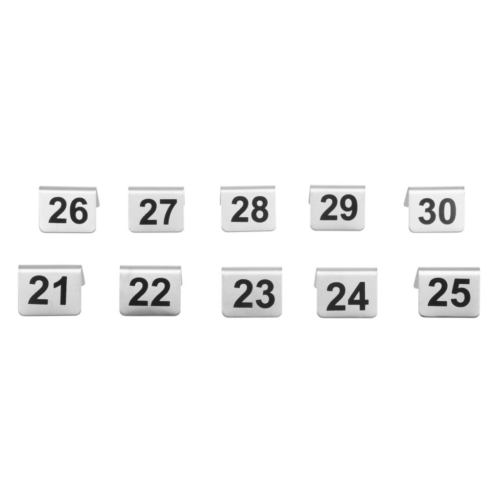 Lot de numéros de table en acier inoxydable Olympia 21-30 (Lot de 10)