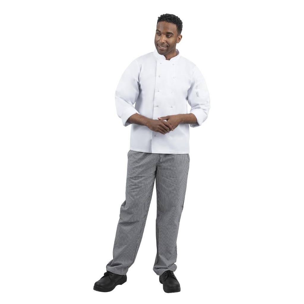 Pantalon de cuisine mixte Whites Vegas petits carreaux noirs et blancs L