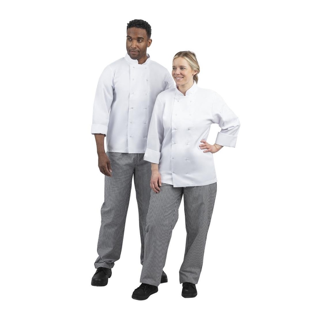 Pantalon de cuisine mixte Whites Vegas petits carreaux noirs et blancs XL