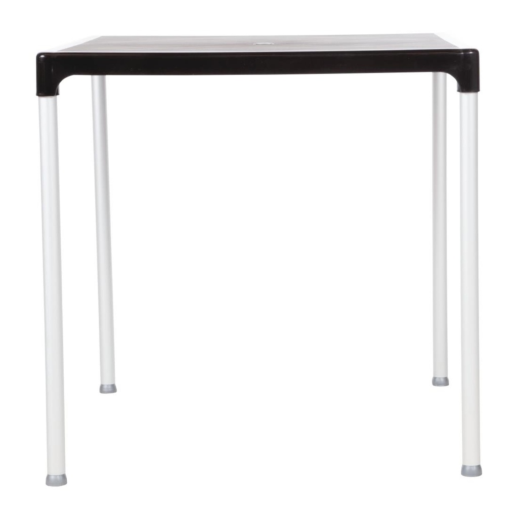Table carrée avec pieds aluminium Bolero noire 750mm