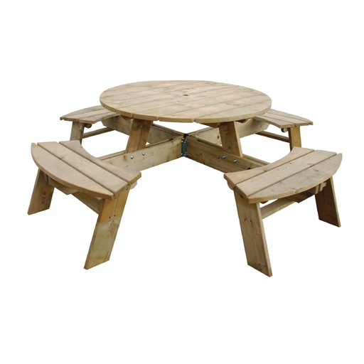[CG097] Table de pique-nique en bois ronde Rowlinson 2000mm