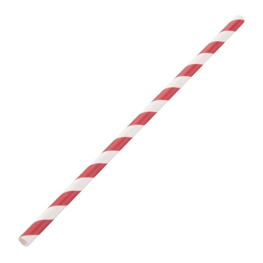 [DE927] Pailles en papier compostables Fiesta Compostable rayées rouge et blanc
