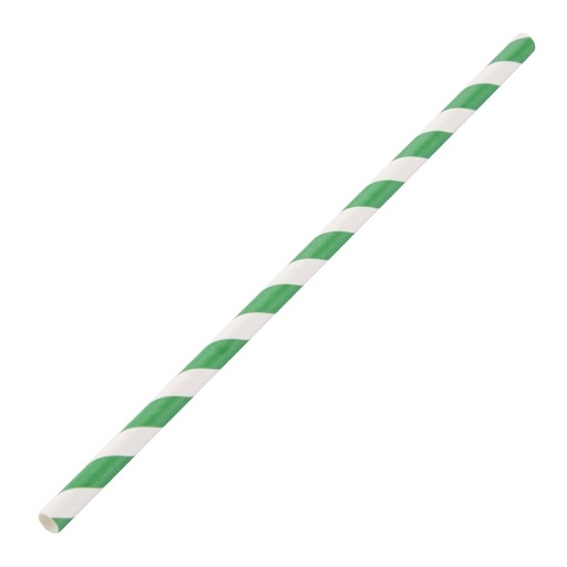 [DE928] Pailles en papier compostables Fiesta Compostable rayées vert et blanc