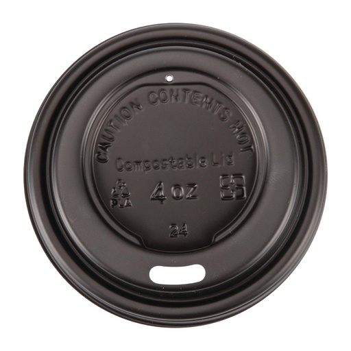 [DY982] Couvercles noirs compostables en CPLA pour gobelets espresso 113ml Fiesta Compostable (x50)