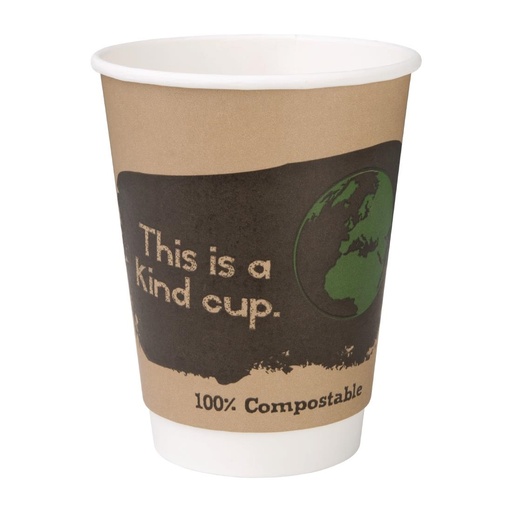 [DY987] Gobelets boissons chaudes compostables en PLA double paroi Fiesta Compostable 355ml (x500)