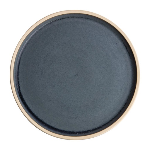 [FA300] Assiettes plates bord droit granit bleu Olympia Canvas 18 cm  (Lot de 6)