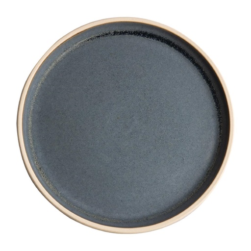 [FA301] Assiettes plates bord droit granit bleu Olympia Canvas 25 cm  (Lot de 6)