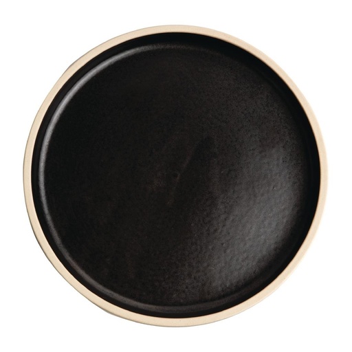 [FA314] Assiettes plates bord droit noir mat Olympia Canvas 18 cm  (Lot de 6)