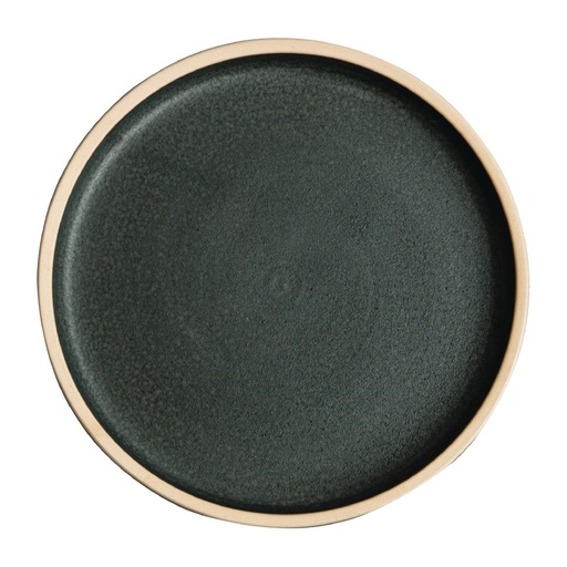 [FA321] Assiettes plates bord droit vert bronze Olympia Canvas 18 cm  (Lot de 6)