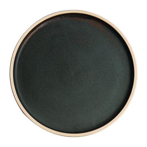 [FA322] Assiettes plates bord droit vert bronze Olympia Canvas 25 cm  (Lot de 6)