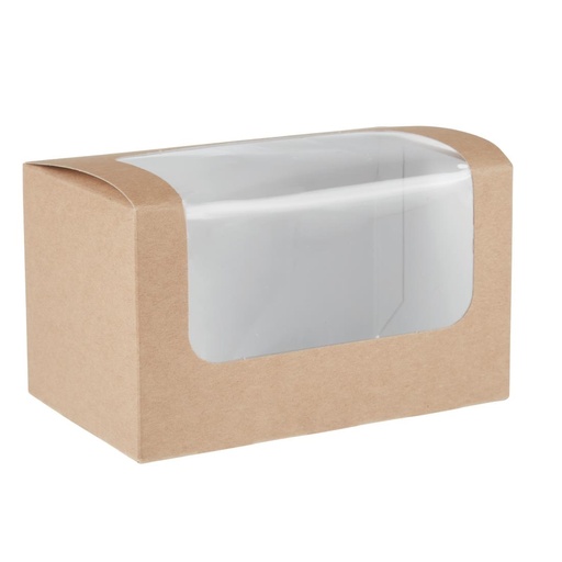 [FA385] Boîtes sandwich rectangulaires kraft compostables avec fenêtre PLA Colpac (lot de 500)
