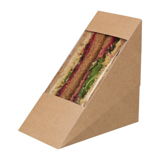 [FA390] Boîtes sandwich kraft compostables avec fenêtre acétate Colpac Zest (lot de 500)