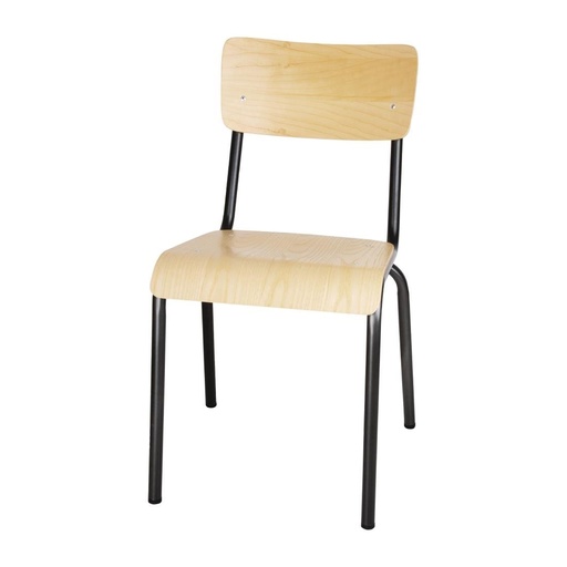 [FB942] Chaises avec assise et dossier en bois Bolero Cantina gris métal (lot de 4)