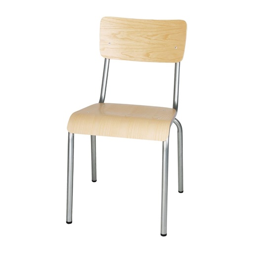 [FB946] Chaises avec assise et dossier en bois Bolero Cantina galvanisées (lot de 4)