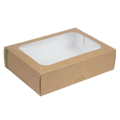 [FD386] Boîtes compostables standards avec plateau et couvercle à fenêtre Vegware (Lot de 50)
