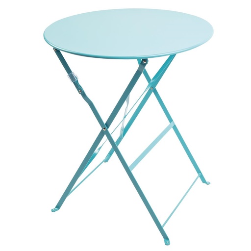 [GK983] Table de terrasse ronde en acier Bolero bleu turquoise 595mm