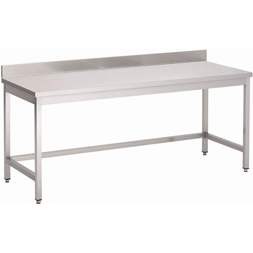 [GN114] Table inox sans étagère basse avec dosseret Gastro M 700 x 700 x 850mm