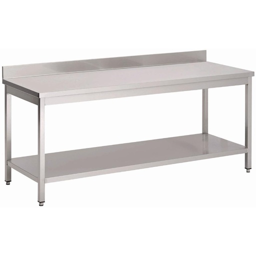 [GN130] Table inox avec étagère basse et dosseret Gastro M 700 x 700 x 880mm