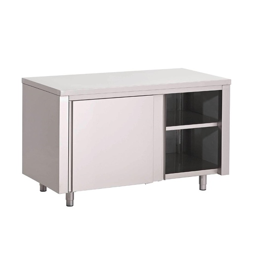 [GN149] Table armoire inox avec portes coulissantes Gastro M 1000 x 700 x 880mm