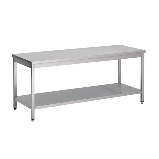 [GS004] Table inox avec étagère basse Gastro M 1400 x 600 x 880mm