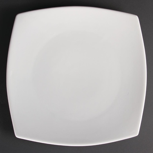 [U172] Assiettes carrées bords arrondis blanches Olympia 305mm (Lot de 6)