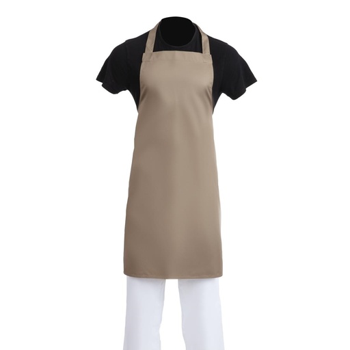 [B429] Tablier bavette Whites polyester-coton marron clair