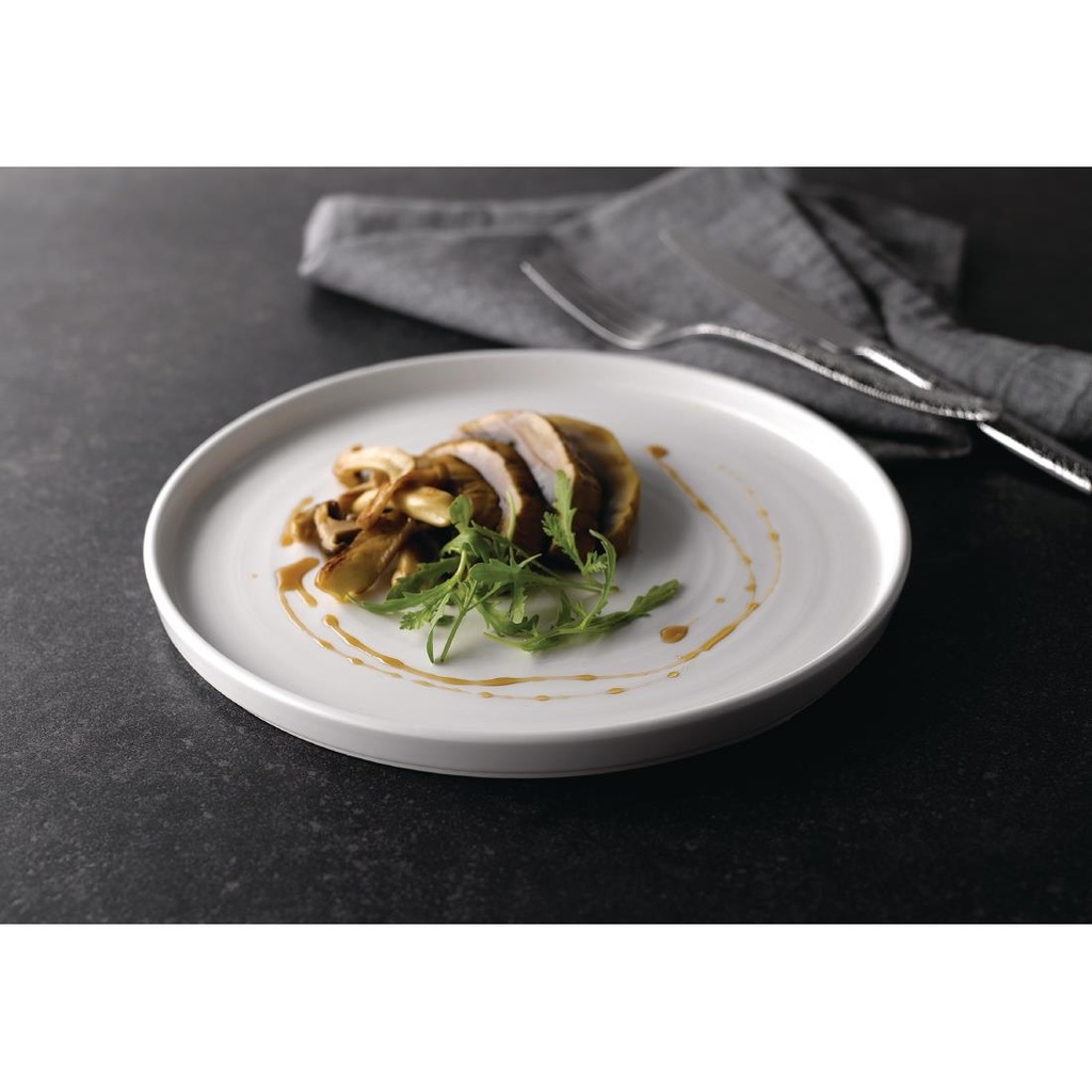 Assiettes avec rebord Churchill Chefs blanches 260mm (lot de 6)