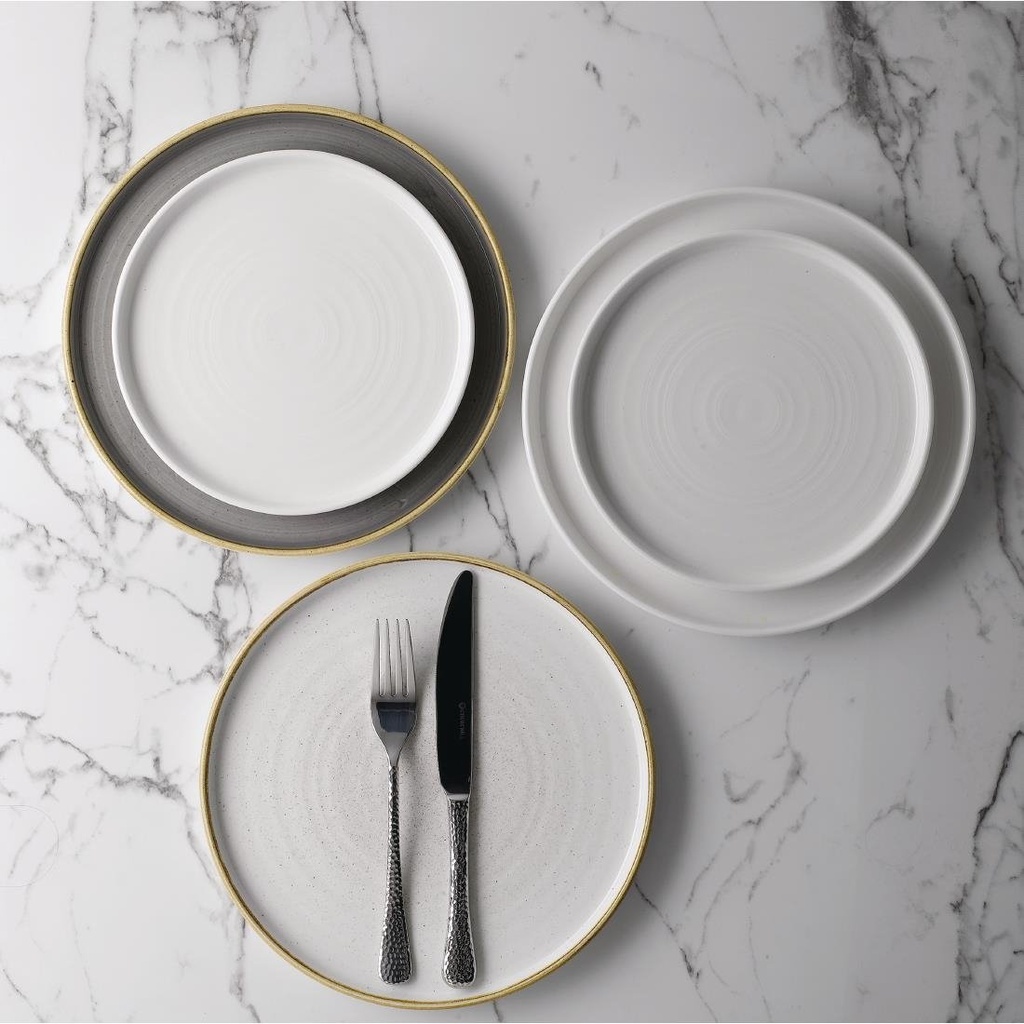 Assiettes avec rebord Churchill Chefs blanches 260mm (lot de 6)