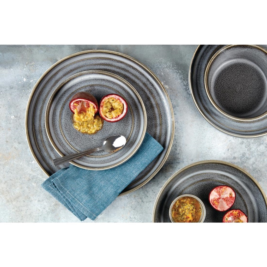 Assiettes plates rondes Olympia Cavolo anthracite 270mm (lot de 4)