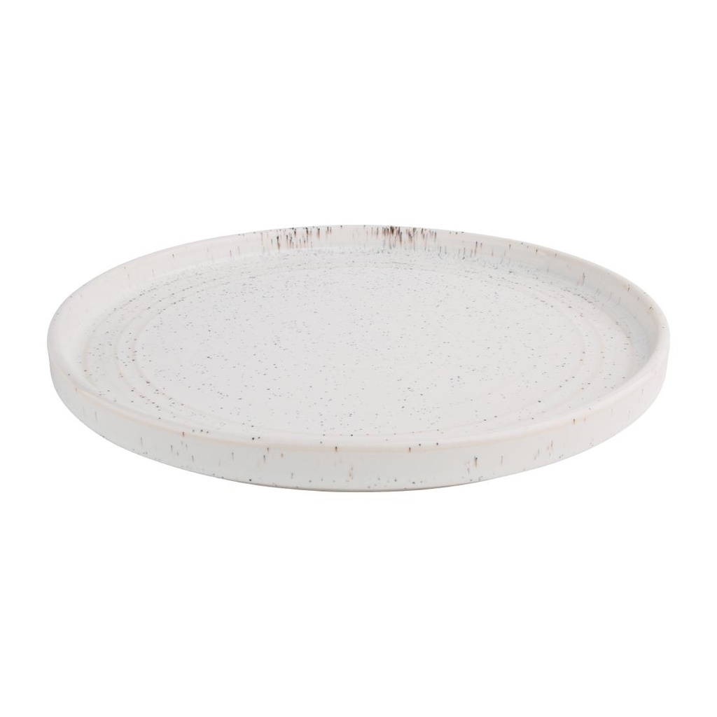 Assiettes plates rondes Olympia Cavolo blanc moucheté 270mm (lot de 4)