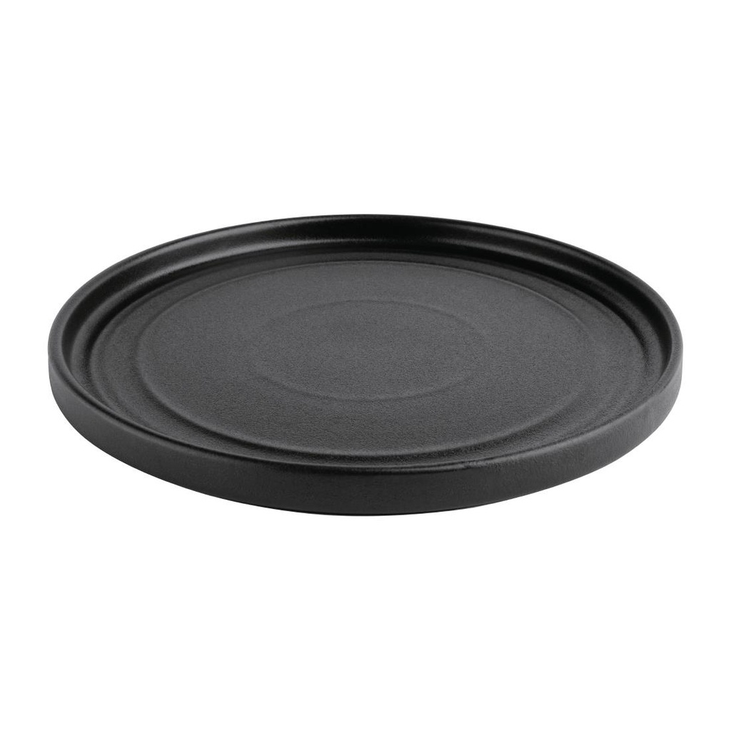 Assiettes plates rondes texturées Olympia Cavolo noires 220mm (lot de 6)