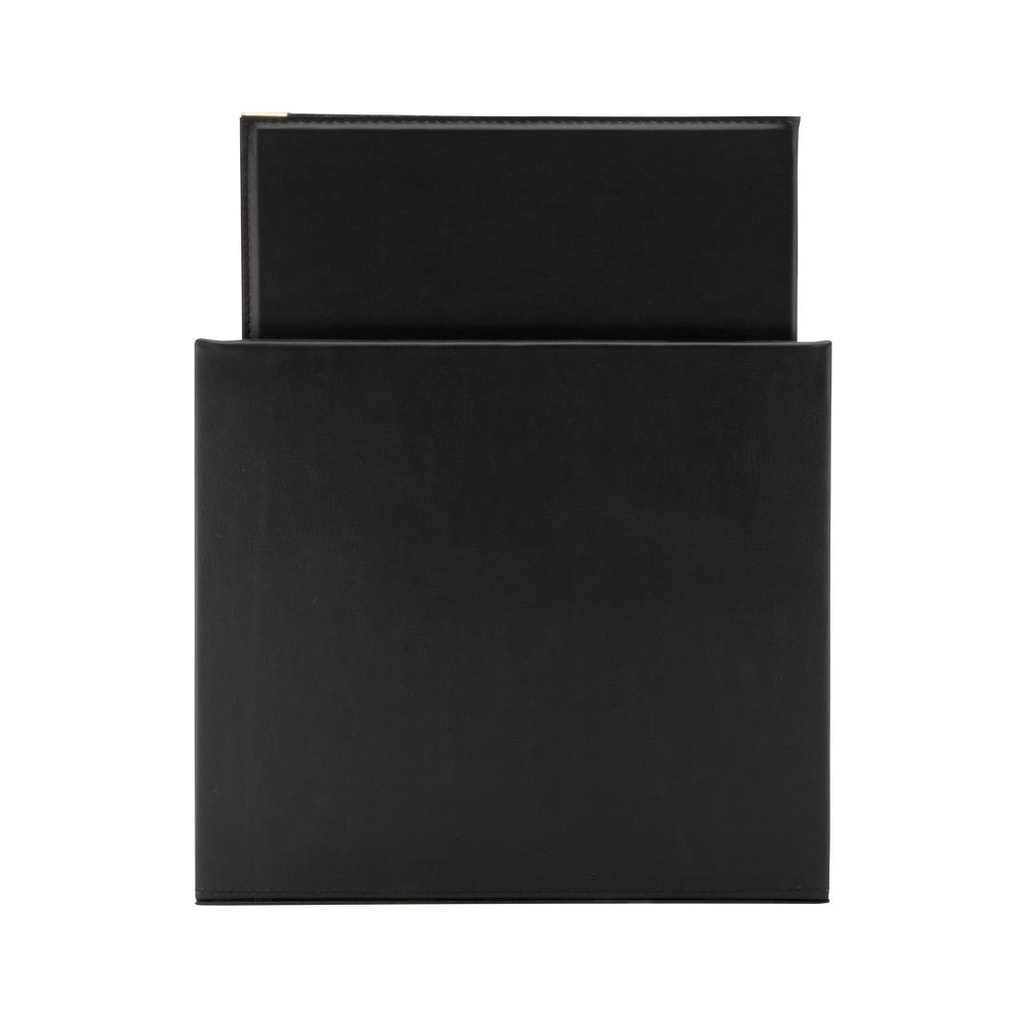 Boîte avec 20 protège-menus simili cuir A4x4 Securit Classic noirs