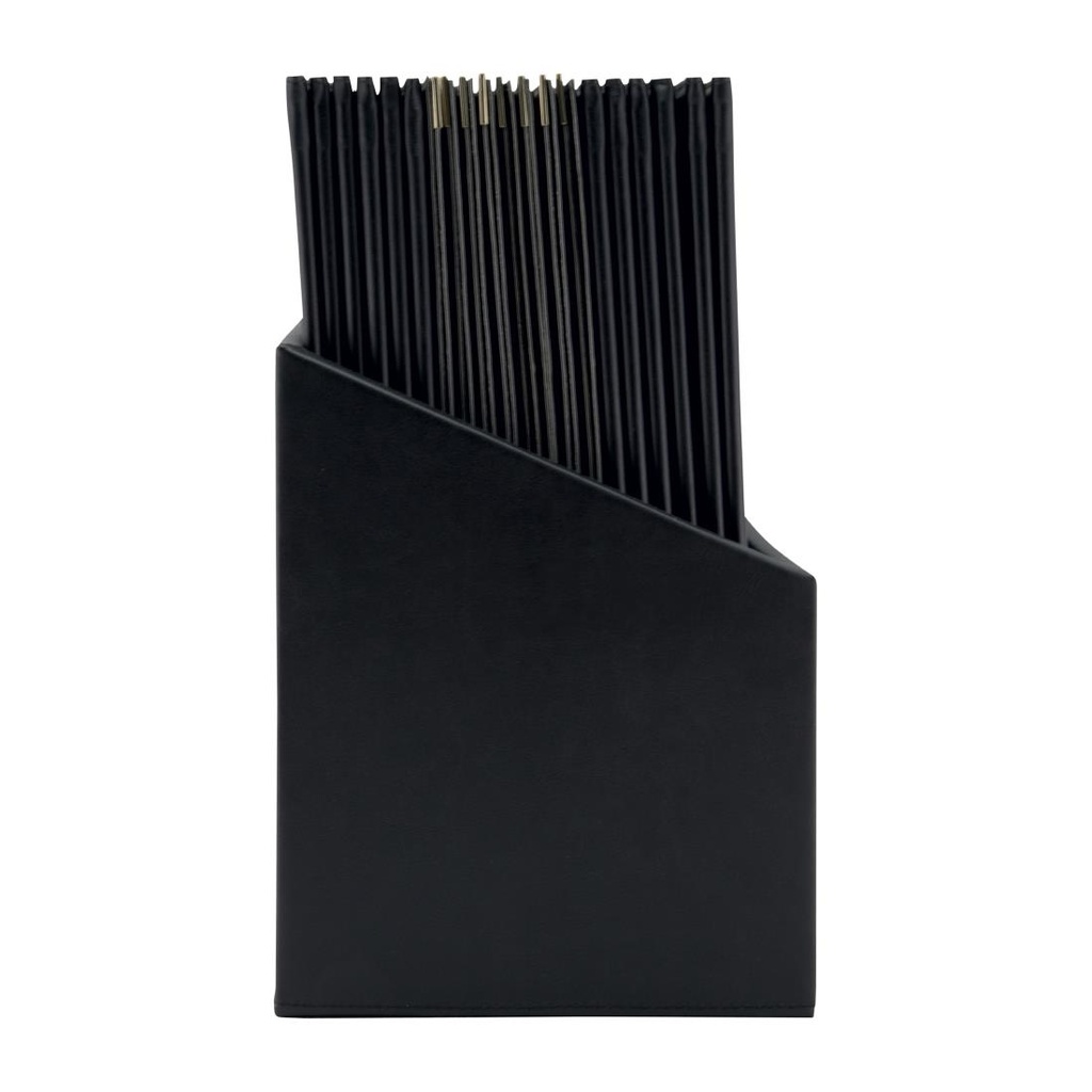 Boîte avec 20 protège-menus simili cuir A4x4 Securit Classic noirs