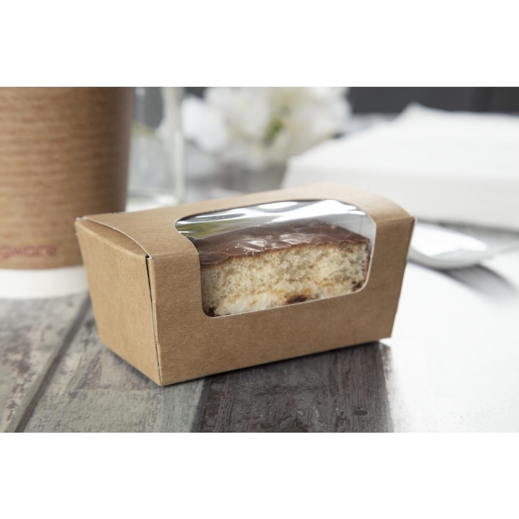 Boîtes à gâteau rectangulaires kraft compostables avec fenêtre Colpac (lot de 500)