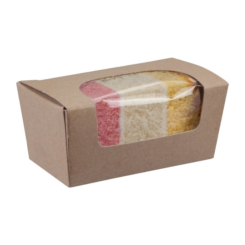 Boîtes à gâteau rectangulaires kraft compostables avec fenêtre Colpac (lot de 500)