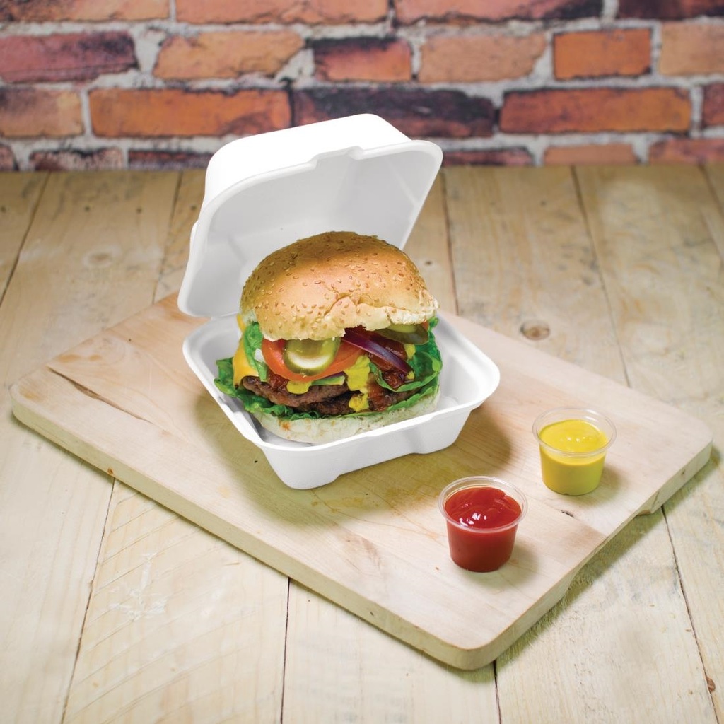 Boîtes à hamburger compostables en bagasse Vegware 152mm ( lot de 500)