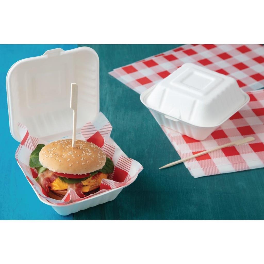 Boîtes à hamburger en bagasse Fiesta Compostable 152mm (Lot de 500)