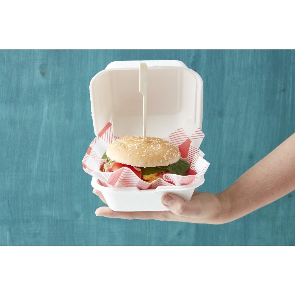 Boîtes à hamburger en bagasse Fiesta Compostable 153mm (Lot de 500)