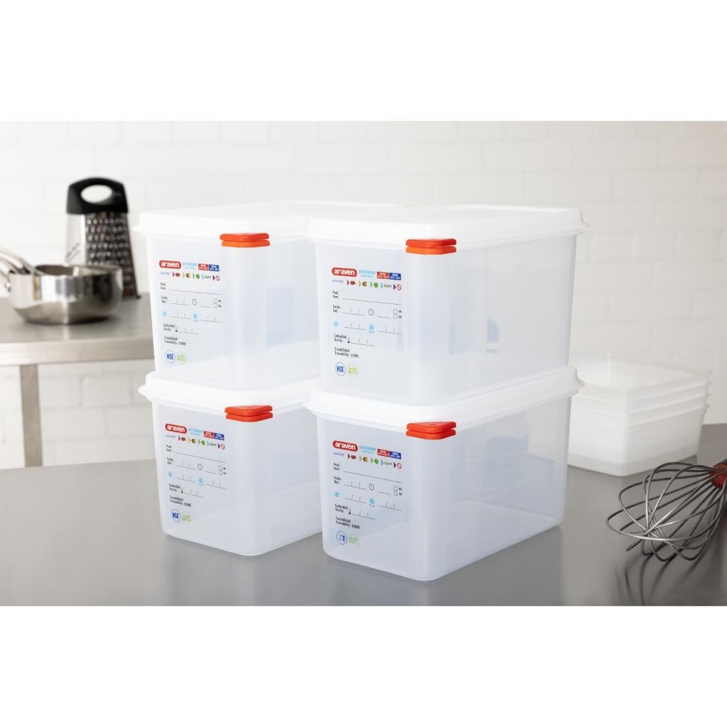 Boîtes alimentaires en polypropylène GN 1/4  Araven 4,3L (lot de 4)