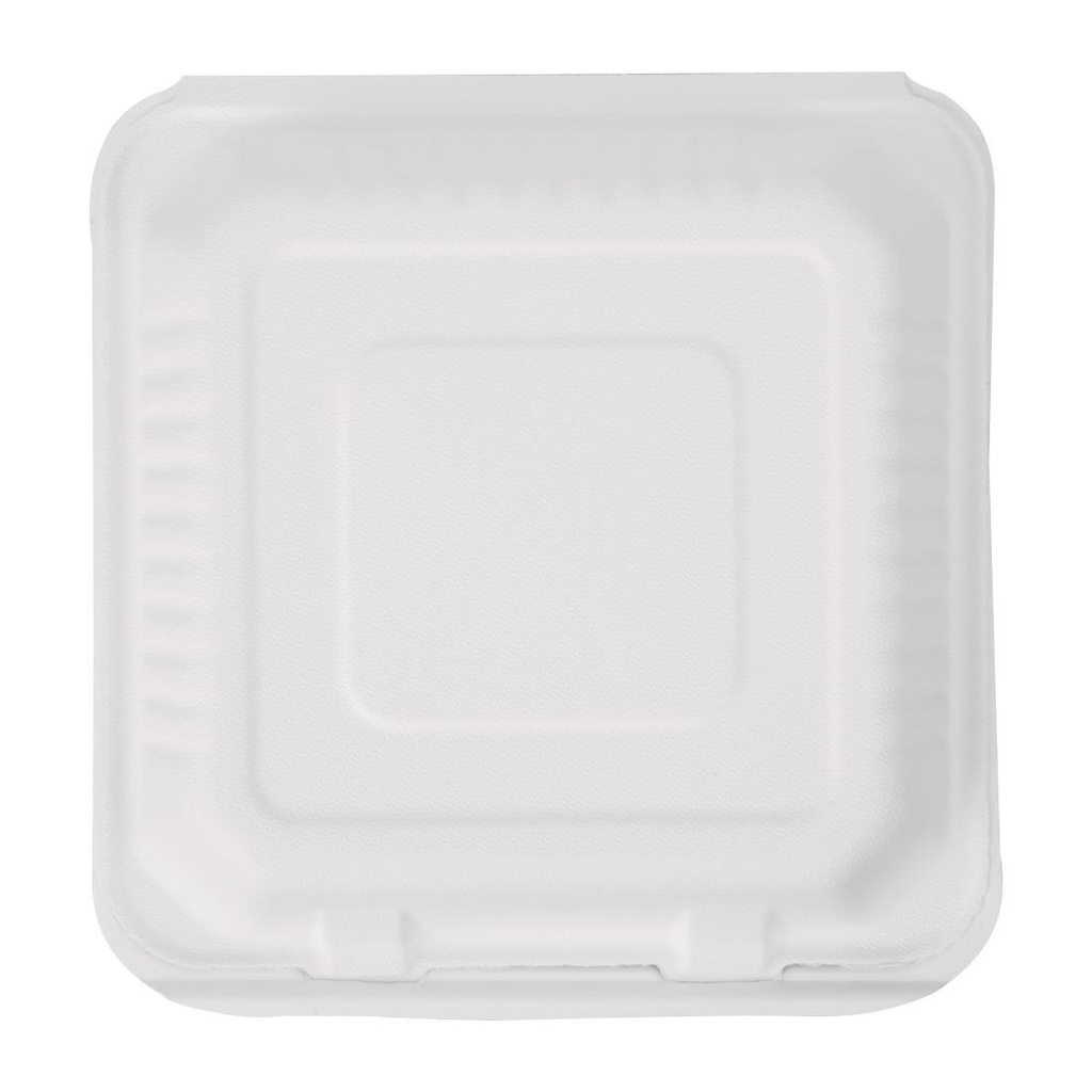 Boîtes avec couvercle à charnière compostables en bagasse Fiesta Compostable 223mm (lot de 200)