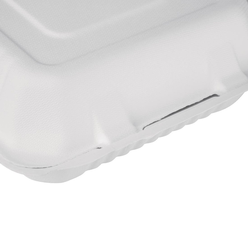 Boîtes avec couvercle à charnière compostables en bagasse Fiesta Compostable 223mm (lot de 200)