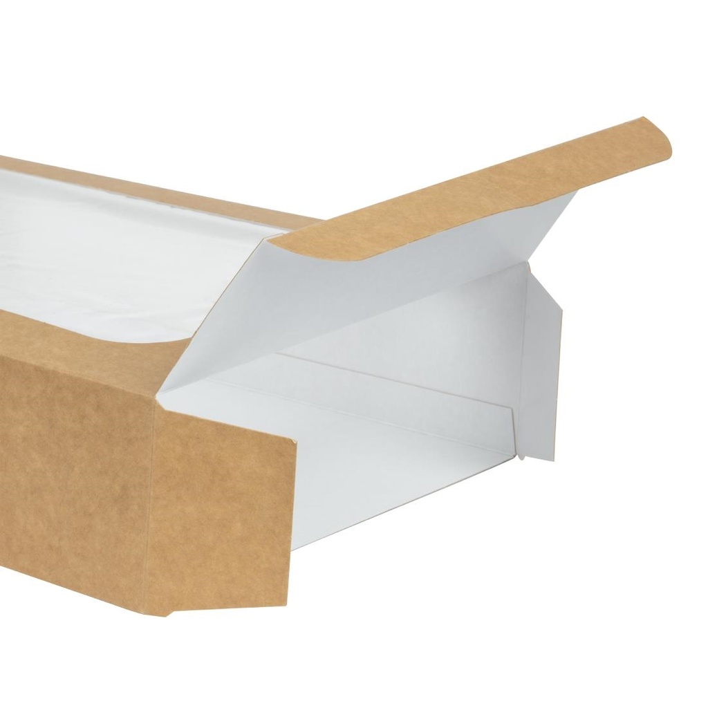 Boîtes compostables standards avec plateau et couvercle à fenêtre Vegware (Lot de 50)