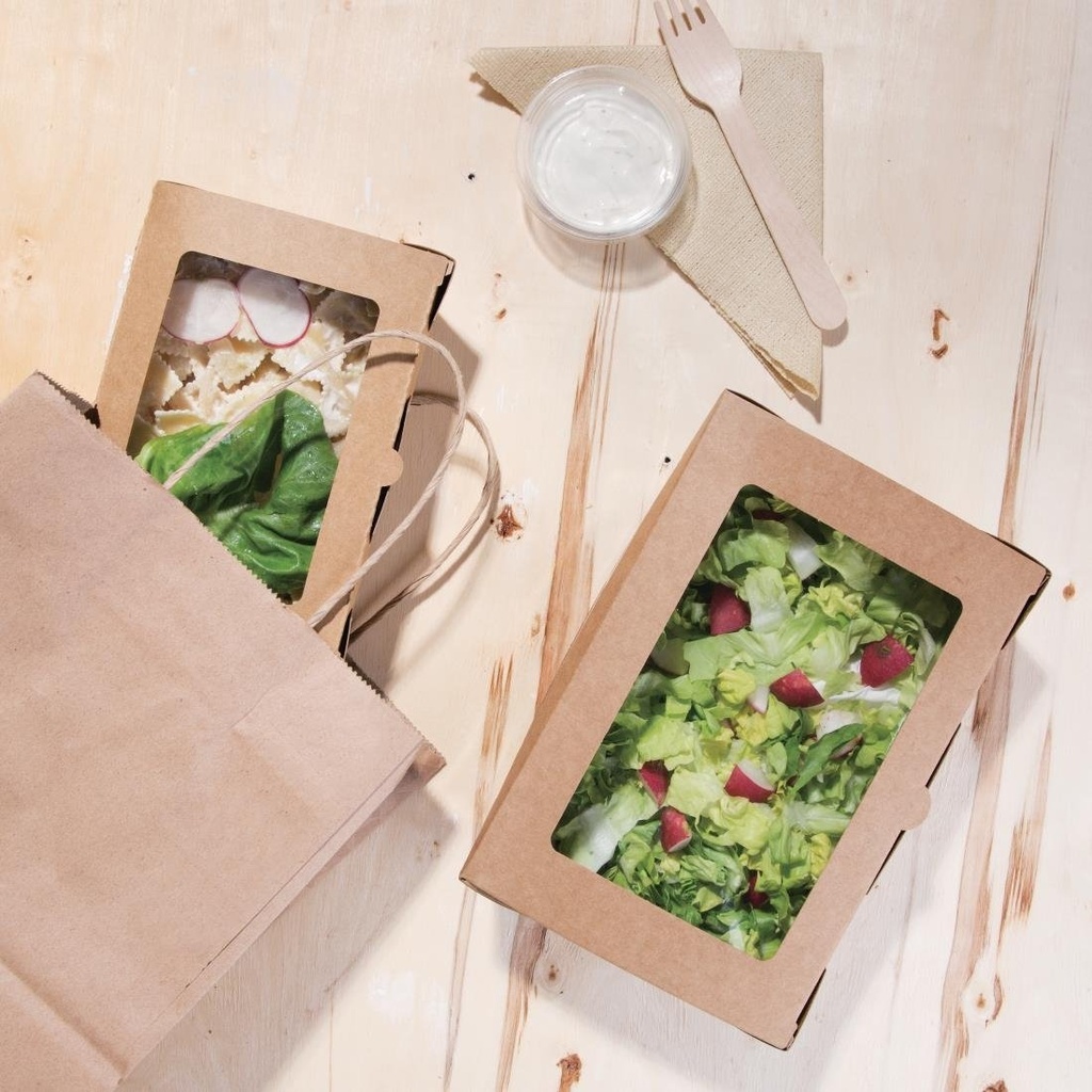 Boîtes salade compostables avec fenêtre en PLA Fiesta Compostable 1600ml (lot de 200)