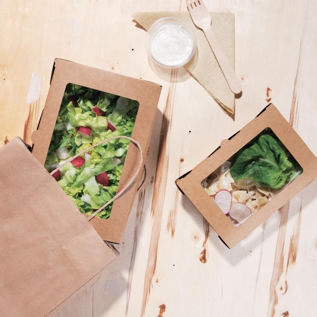 Boîtes salade compostables avec fenêtre en PLA Fiesta Compostable 700ml (lot de 200)