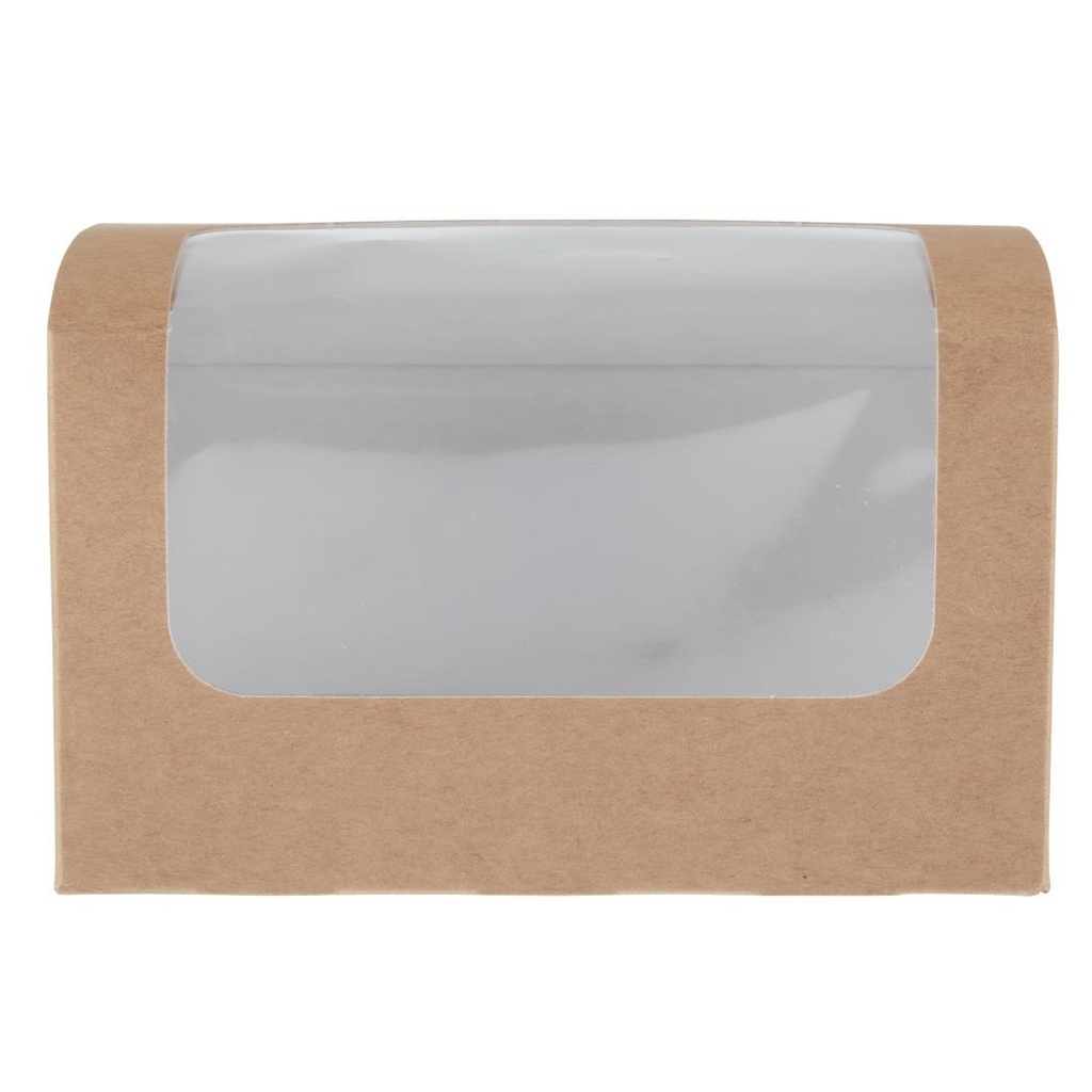 Boîtes sandwich rectangulaires kraft compostables avec fenêtre PLA Colpac (lot de 500)