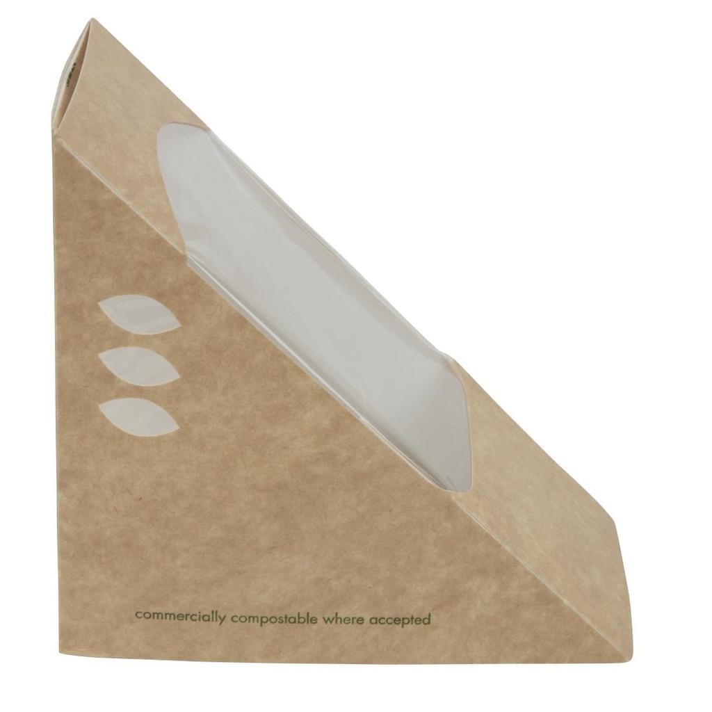 Boîtes sandwichs triangles kraft standards Vegware 65mm (x500)