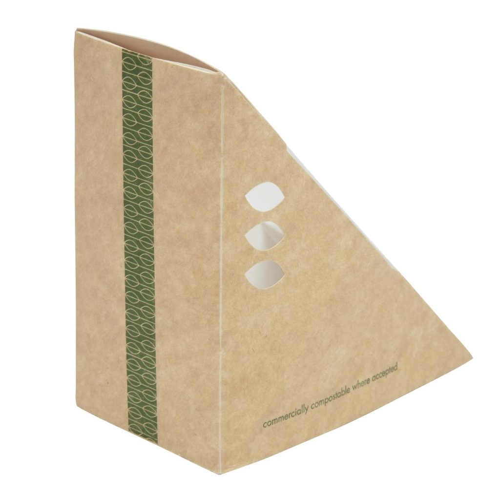 Boîtes sandwichs triangles kraft standards Vegware 65mm (x500)