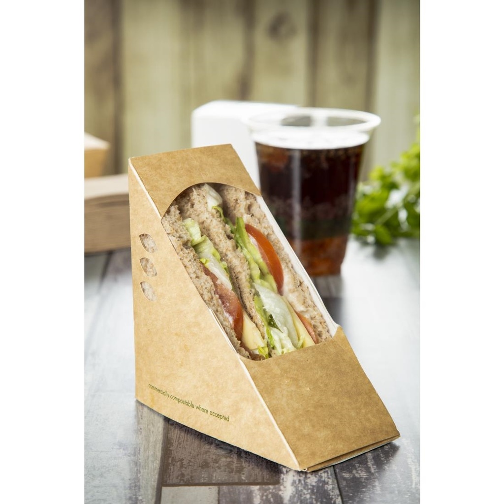 Boîtes sandwichs triangles kraft standards Vegware 65mm (x500)