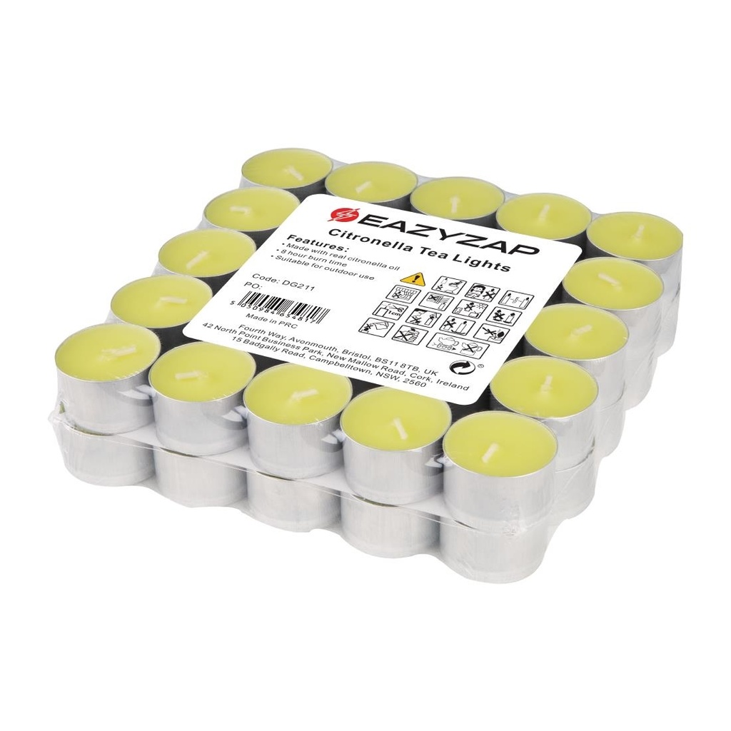 Bougies chauffe-plat à la citronnelle Eazyzap (lot de 50)